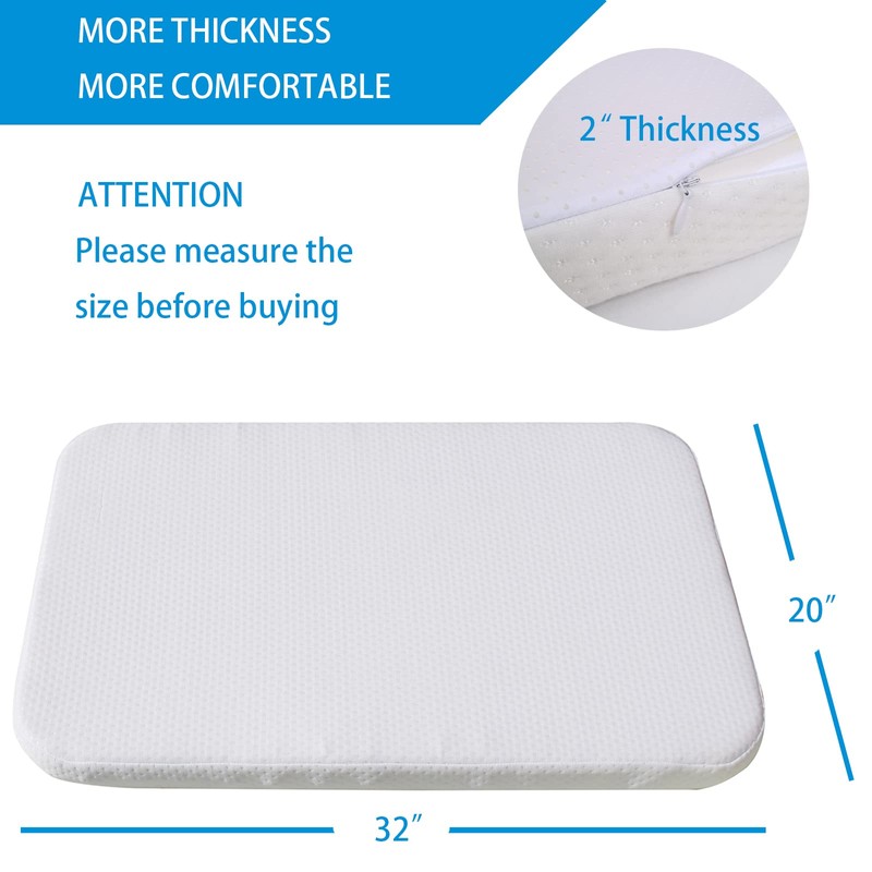 Mecc ecoh Baby Bassinet Mattress, 100% Breathable Cover, Water-Resistant Lining,