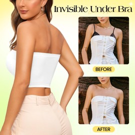 SHOCHX Pack of 3 Women's Tube Top Bra Bandeau Soft Strapless Bra Seamless Stretchy Chest Wrap Black + White + Beige, Black + white + beige, M