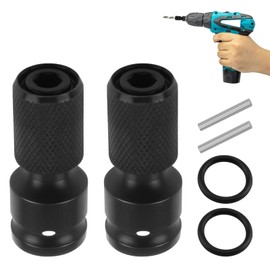2 Pieces Socket Adapter Set, 1/2 Inch Square Drive to 1/4 Inch Hex Shank, Impact Wrench Bit Impact Wrench Adapter 1/2 to Bit for Impact Wrench, Black