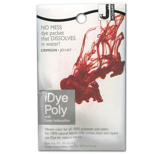 Jacquard iDYE Poly Fabric Dye Crimson for Synthetic Textile Fibres Polyester 14g No Mess Packet