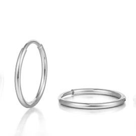 Limerencia Small Hoop Earrings for Women, Hypoallergenic Titanium Huggie Hoop Earrings Set G23 Piercings Cartilage Earrings Set for Women Sensitive Ears (No stones Silver, 8mm)
