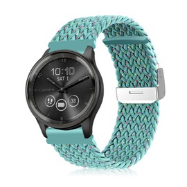 Niboow 20mm Strap for Garmin Venu Sq 2/Venu Sq 2 Music/Venu Sq/Venu Sq Music/Venu 2 Plus, Elastic Nylon Braided Watch Bands for Garmin Vivoactive 5/Vivoactive 3 Music/Forerunner 245- Blue