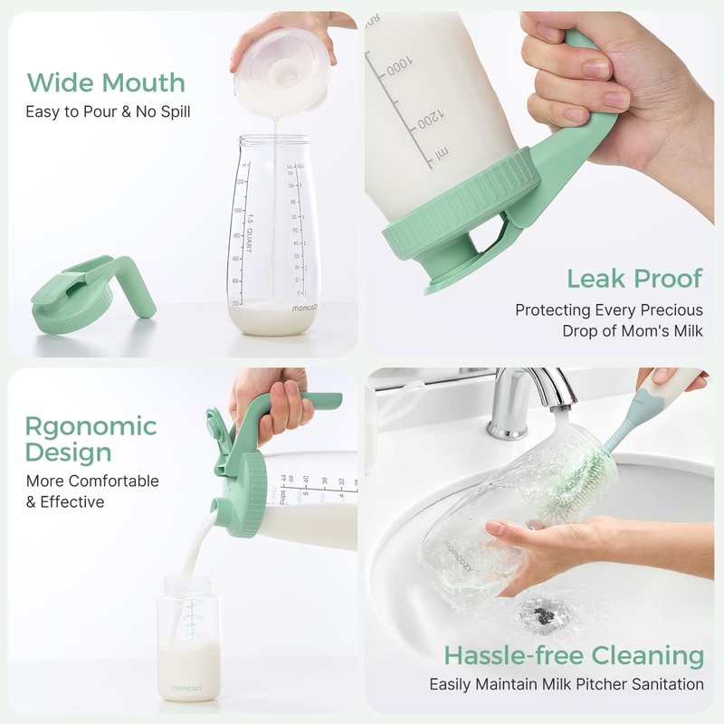 Momcozy Glass Breast Milk Pitcher, Formula Breastmilk Storage Container, Heat