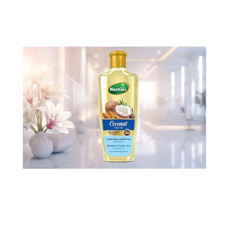 Hashmi Aceite de Coco para Cabello con Almendras y Ricino,