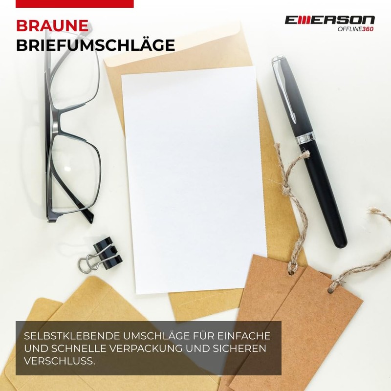 Emerson Emerson 50x Versandtaschen DIN B4 Braun 250 x 353