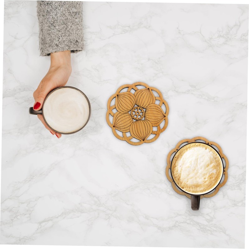MAGICLULU 6pc Bamboo Lotus Coasters Heat Resistant Drink Coasters Holder