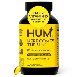 HUM Here Comes The Sun Immune Support Supplement with Vitamin D Supplements for Women and Men for a Healthy Immune System, D3 Vitamin Supports Bone Health, 30 Capsules