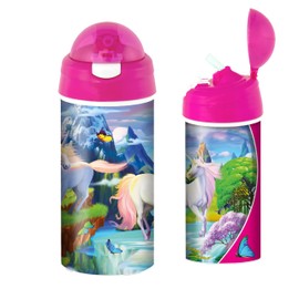 3D LiveLife Drinking Bottle - Unicorn Bliss from Deluxebase. Unicorn 20oz Tumbler with Lenticular 3D Image, BPA Free Reusable Water Bottle with Easy to Use Straw Lid.