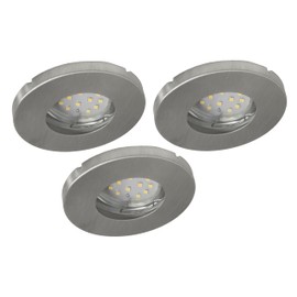 Trango Set of 3 6729IP65-039MOSD IP65 Outdoor LED Recessed Spotlights Brushed Aluminium Including 3 x 5 W 3 Levels Dimmable 3000 K Warm White Ultra Flat LED Module Bathroom Recessed Light Shower