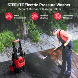 Electric Pressure Washer, 2.5 GPM Power Washer with 4 Quick Connect Nozzles & Foam Cannon, Portable High Pressure Washer Cleaning Machine for Cars Fences Driveways Patios