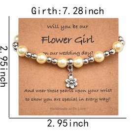 Wedding Day Gifts for Bridesmaids Pearl Bracelets Flower Girl Proposal Bracelet for Bridesmaids Thank You Gifts for Will You Be My Flower Girl Gift Bracelet for Best Friend Sister