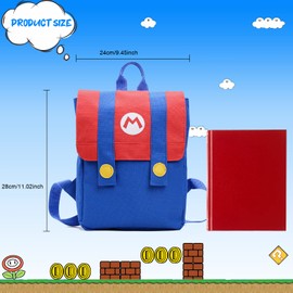 MAJEQZGY Super Bro Children's School Backpack for Children 12 Inch Travel Backpacks with High Capacity Book Bags Children's School Bag for 2-4 Years, red