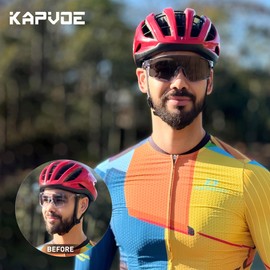 KAPVOE Photochromic Cycling Glasses for Men Women Sports Sunglasses HD High Contrast Lenses Frame Discoloration Bike Glasses