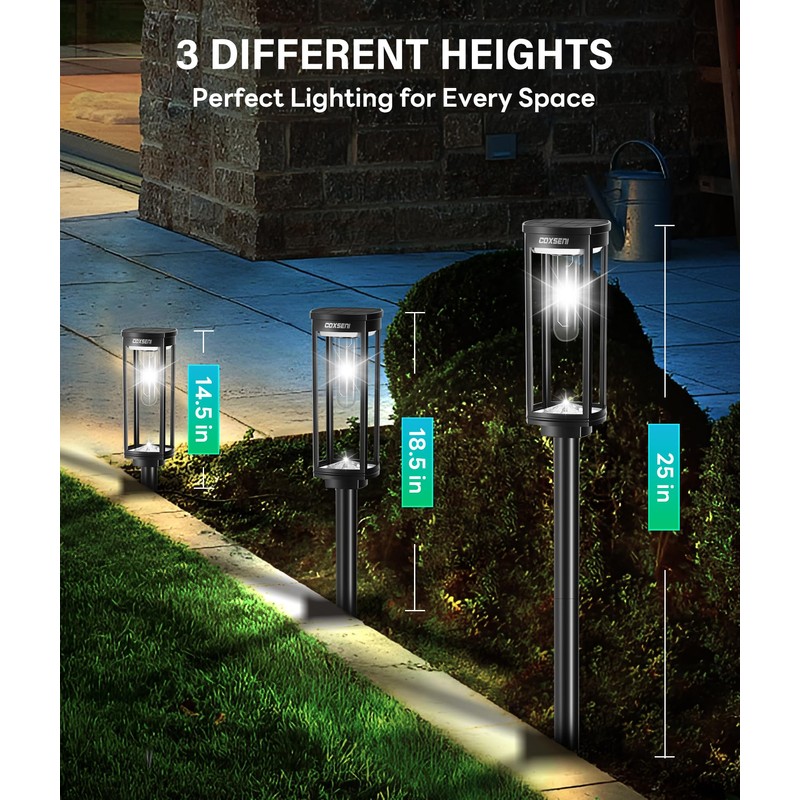 COXSENI Solar Pathway Lights Outdoor 6 Pack, Bright Solar Path