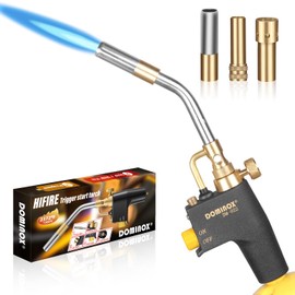 DOMINOX DOMINOX Propane Torch Head with 3 Nozzles, Trigger Start Gas Torch for for Propane, MAP and MAPP, High Intensity Torch Head Kit for Soldering, Welding, Ignition, Cooking