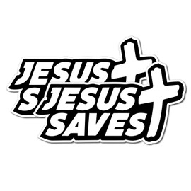 Bad Fish Custom Decals 2 Pack Love Jesus Saves Car Decal – Funny Cute Sticker - Premium Gloss Permanent Vinyl Waterproof Indoor Outdoor (Full, 2)