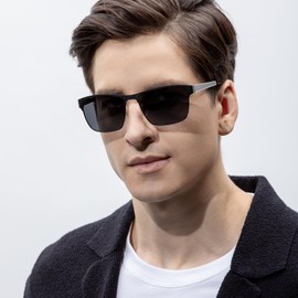 Stylish Men's Polarised UV400 Driving Glasses with Metal Frame Cat.3, C10-Grey