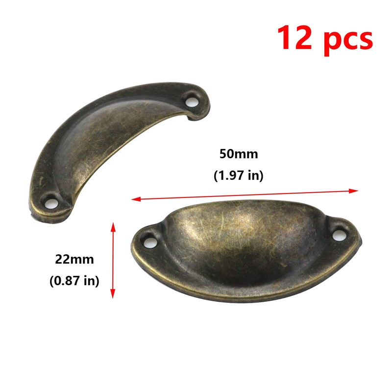 Antrader 12-Pack 1.6-inch Metal Semicircle Knobs Vintage Decorative Pull Handle