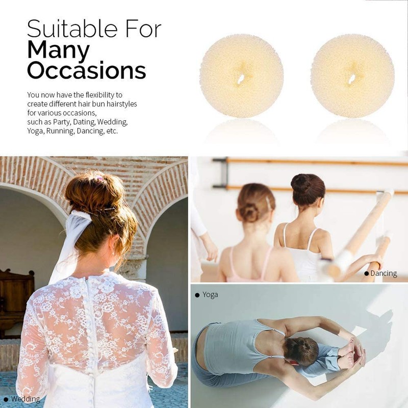 Kitjans Hair Donut Bun Maker, 2 PCS Medium (3 Inch/Beige)