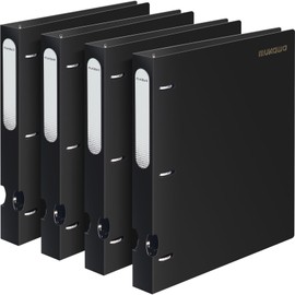 MUKAWA 1 Inch 3 Ring Binder – Flexible D-Ring Binder, 225 Sheet Capacity, Durable Folder for School, Office, Documents, 4 Pack, Black