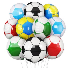 BTZO 10 Pack Balloons Soccer Themed Foil Balloons 18 Inch Decoration Sports Party Sports Festival Game Cheering Birthday Party Decoration Store Decor 10 Colors Soccer