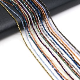 10 Strands Artificial Color Plating Faceted Beads Synthetic Colorful Crystal Beaded for Jewelry Making Necklace Decoration 2mm