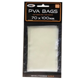 NGT PVA Fast Dissolving Carp Bags Non Residue All Types Sizes for Fishing (70 x 100mm)