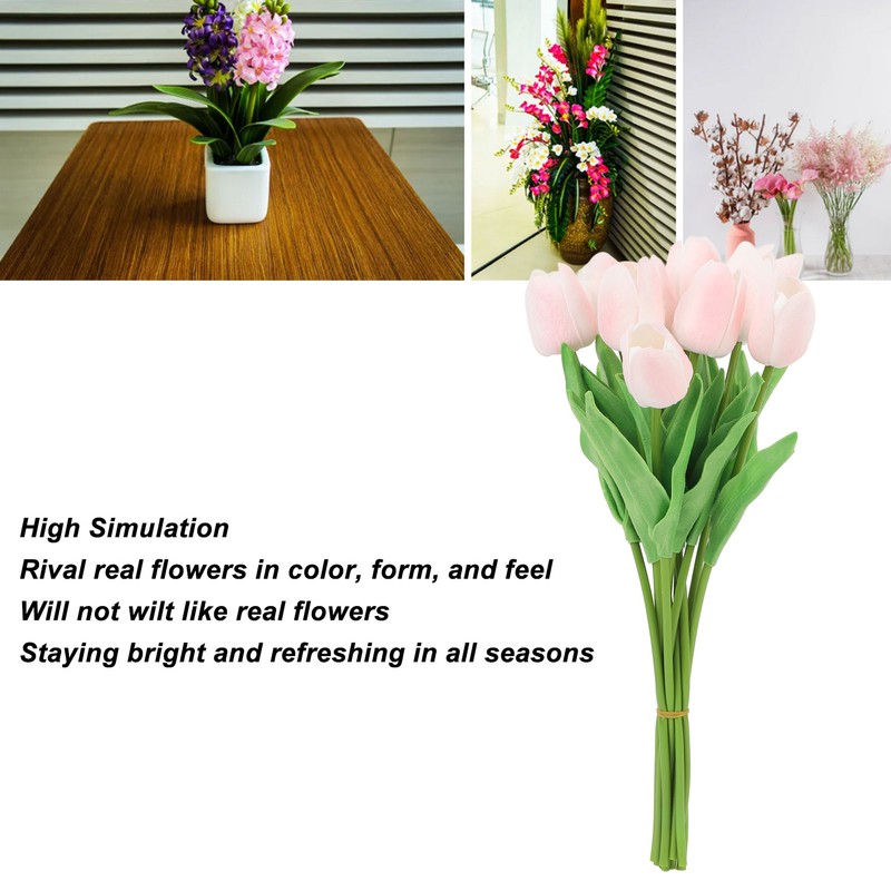 10pcs Artificial Tulip Flowers High Simulation Flowers Decor for Living