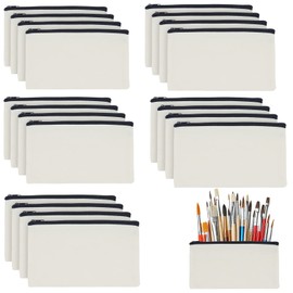 Blank Canvas Zipper Pouch,Canvas Makeup Bags,Multipurpose Canvas Pencil Case Cosmetic Bags for Travel Craft School