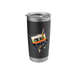 Pencil Rewind Cassette Old School Music Lovers Party 80s 90s Stainless Steel Insulated Tumbler