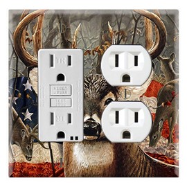 Graphics Wallplates - American Flags Bucks - Rocker/GFCI Outlet Combo Wall Plate Cover