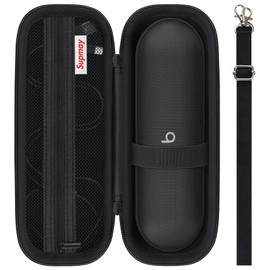 Supmay Hard Carrying Case for Beats Pill - Wireless Bluetooth Speaker, Wireless Portable Speaker Protection Case with Mesh Pocket for Charging Cables, Black+Shoulder Strap