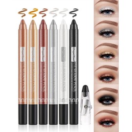 Mysense 6 PCS Eyeshadow Pencil,Eye Brightener Stick,Highlighting Eyeshadow Stick,Soft & Smooth Shimmer Colorful Pencil With Sharpener,Easy to Color Eye Makeup,Set 1