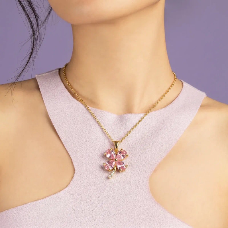 Forever 21 - Collar Plata 925 Oro 14k Trébol Cuatro