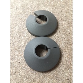 x 2 Unika Grey Plastic Pipe Cover - Clip Together For Floors - For a 15mm Pipe