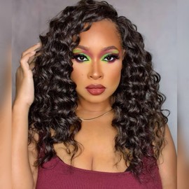 ToyoTree Ocean Wave Crochet Hair - 14 Inch 8 Packs Light Brown Mid-Length Curly Deep Wave Crochet Hair, Synthetic Ocean Wave Braiding Hair Extensions (14 Inch,#4-8P)