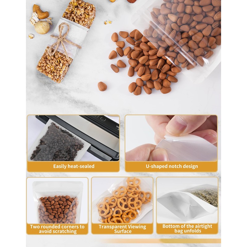 FireKylin 100 PCS Stand Up Pouches,3.9" x 5.9" Paper Bags