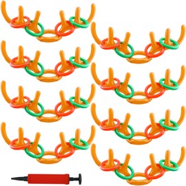 Haconba 8 Set of Christmas Inflatable Reindeer Antler Ring Toss Game for Kids Adults Family Xmas Carnival Holiday Party Games, 8 Antlers and 32 Rings Toss