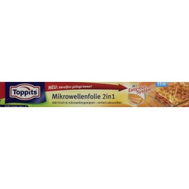 Toppits 2 in 1 Mikrowellenwellen- und Frischhaltefolie, 15 Meter, Breite 32.4 cm, Transparent
