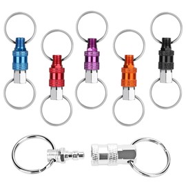 Linkstyle Quick Release Keychain, Aluminum Alloy Detachable Key Ring Separator, Pull Apart Keychain Splitter, Quick Disconnect Dual End Key Chain, Double Spring Split Snap Keyring Holder, 6 PCS