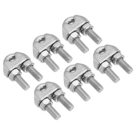 PATIKIL 1/4" / 6mm Wire Rope Cable Clip Clamp, 6Pcs M6 304 Stainless Steel U Bolt Saddle Fastener for Rigging Railing, Silver Tone