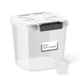 LivLab Rice Container - Flour Rice Dispenser 20lbs/10kg/10.6qt Food Grain Cereal Bins Pet Food Storage Laundry Pods Container for Household Pantry Organization (20lbs)