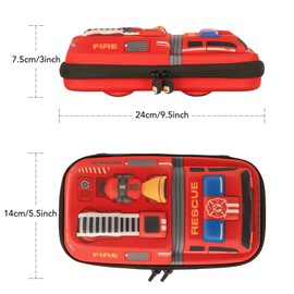 rockpapa Large-Capacity Fire Truck Pencil Case, Pencil Box, Storage Box for School Students Boys Teens Kids Toddlers Red