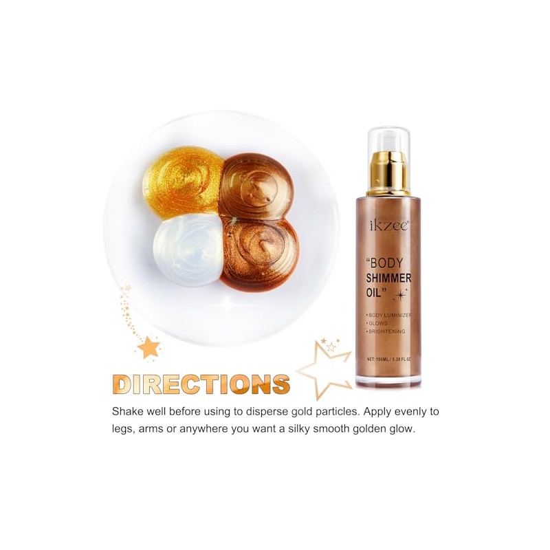 UCANBEMAKEUP - Aceite corporal iluminador 100 ml, hidratante de larga