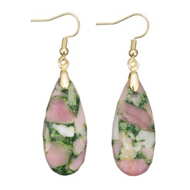 Boho Handmade Natural Red Opal Waterdrop Stone Dangle Earrins for Women