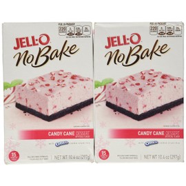 Jell-o Candy Cane No Bake Dessert with Oreo Cookie Crust (2 Pack)