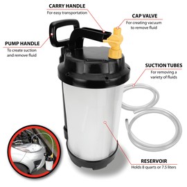 Performance Tool W54171 Manual Vacuum Extraction Pump for Oil, Transmission fluid, gear oil, coolant and power steering fluid
