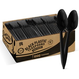 Black Plastic Spoons 1000 Count - Medium Weight Plastic Spoons Bulk - Bulk Plastic Spoons For Home, Parties, Caterings. Premium Black Spoons Disposable.