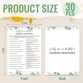 HQLOW 30 Pcs Why Do We Do That Wedding Traditions Game Wedding Shower Games, Bridal Shower Games 30 Guests for Engagement Wedding Party, Bridal Games for Showers (Eucalyptus Botanical Style) -0016