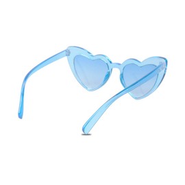 ShadyVEU Dress Up Slim Heart Shaped Shades Candy Colored Transparent Frame Cute Fun Cat Eye Love Kids Sunglasses (Blue)